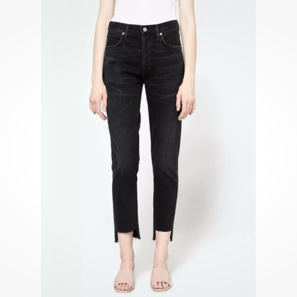 Citizens Of Humanity 25 Liya Hi-Lo Hem Classic Fit Women’s Jeans Black High Rise